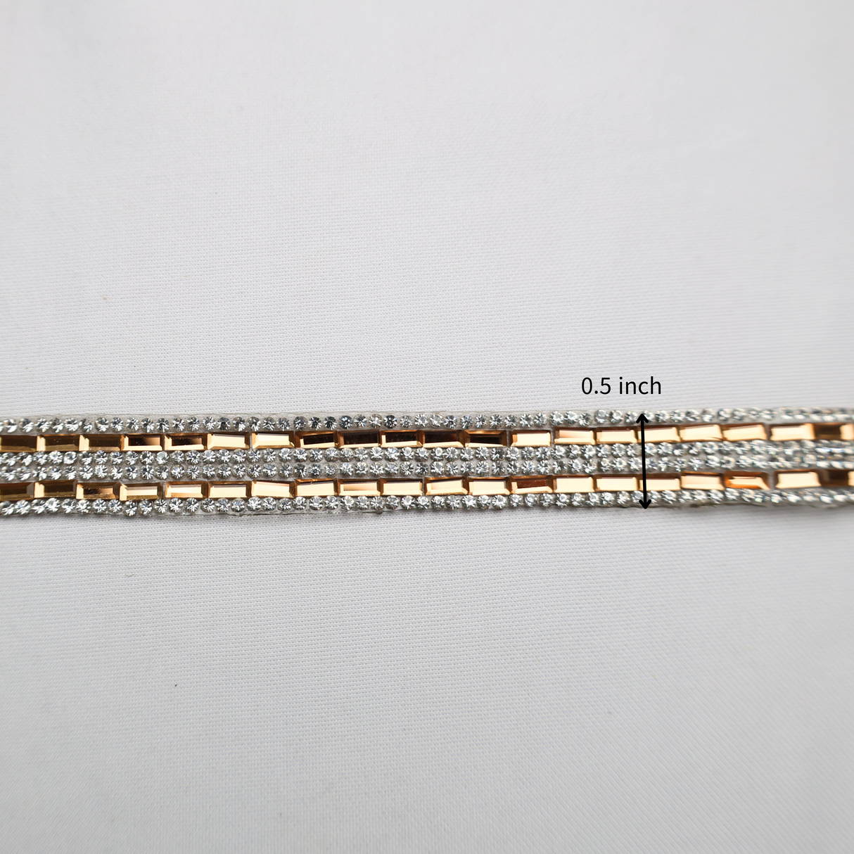 Gold Mirror Bar & Rhinestone Trim - 0.5 Inch/10YDS (#GD10)