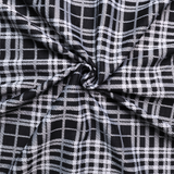 Stretch Plaid Double Knit Fabric ( Black /  White ) - By the Yard