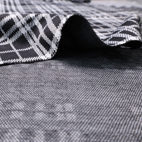 Stretch Plaid Double Knit Fabric ( Black /  White ) - By the Yard
