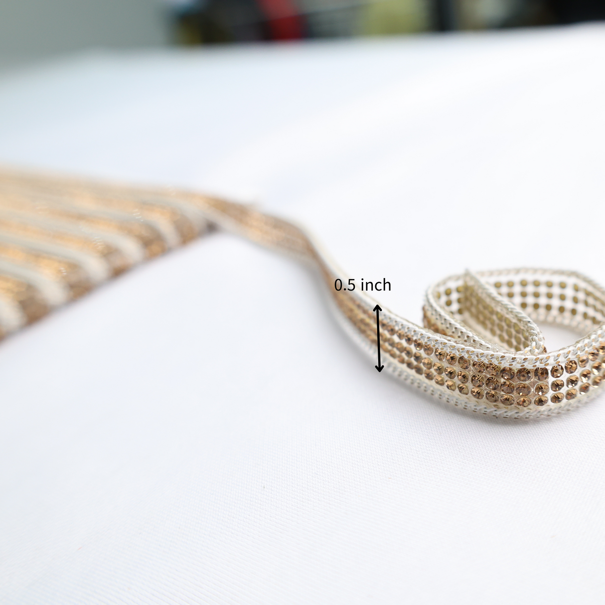 Gold Beaded Chain Trim - 0.5 Inch/10YDS (#GD09)