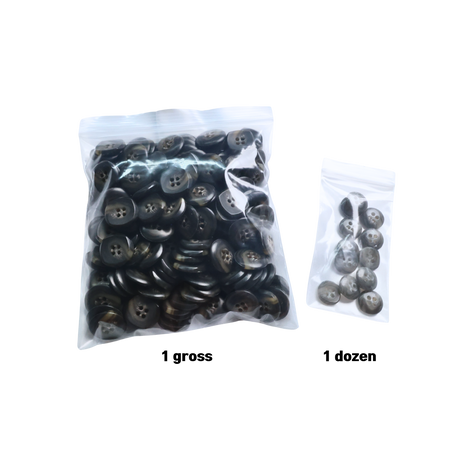 BARON Button: Light Gray(#1211), 4-Hole, 2 Sizes, by Dozen(12 pcs)/Gross(144 pcs)
