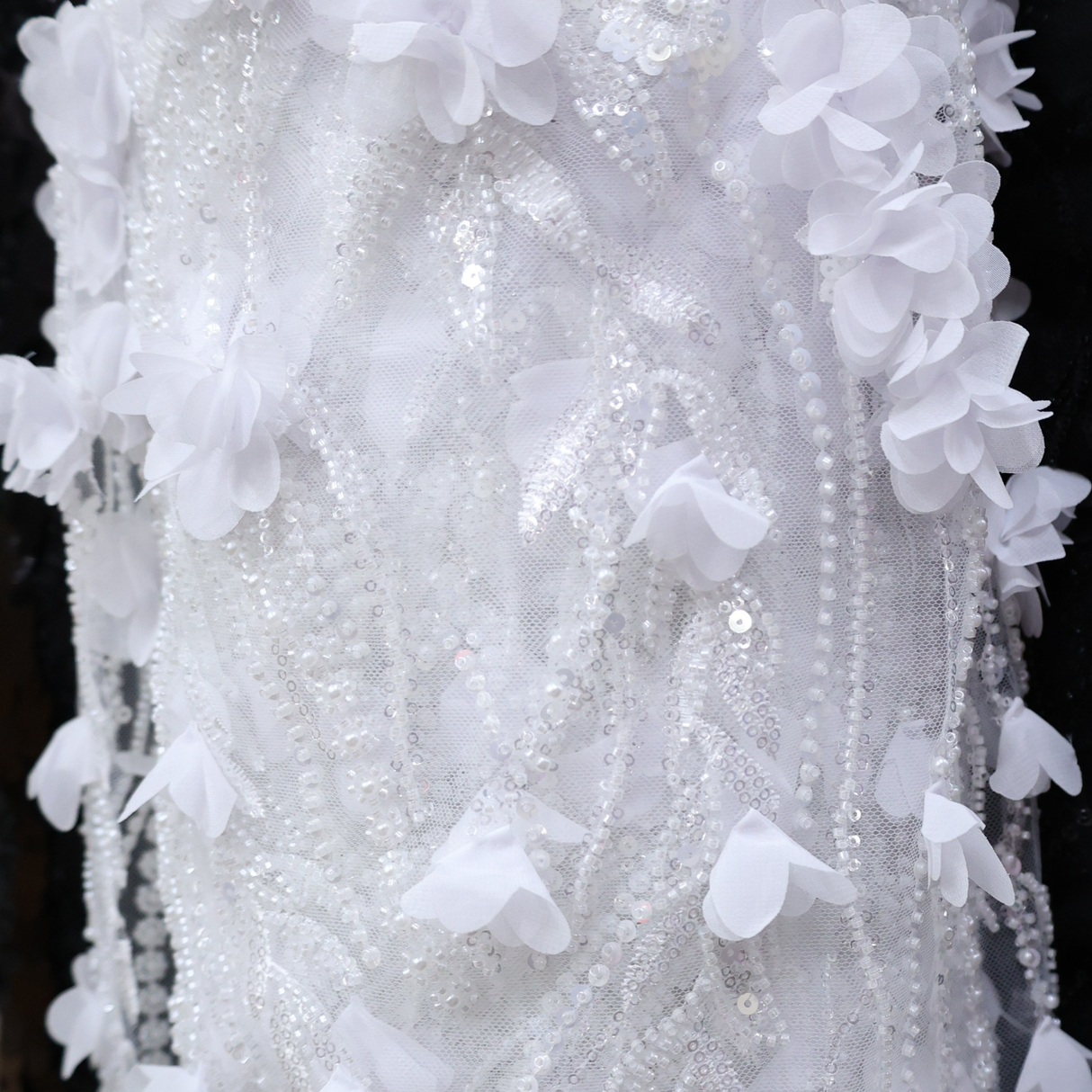 Luxury 3D Floral Embroidered Tulle with Sequins & Beads Design(9 Colors) By the Yard