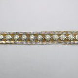 Pearl & Rhinestone Trim with Silver Settings- 1 Inch/10YDS (#CRY21)