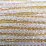 Iridescent Bugle Bead & Gold Chain Trim - 0.5 Inch/10YDS (#CRY01)