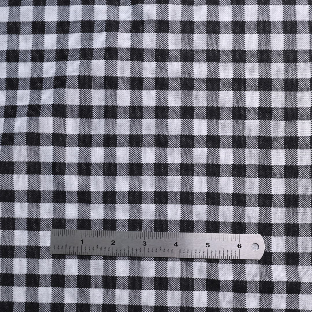 Black & White Check Double Knit Fabric