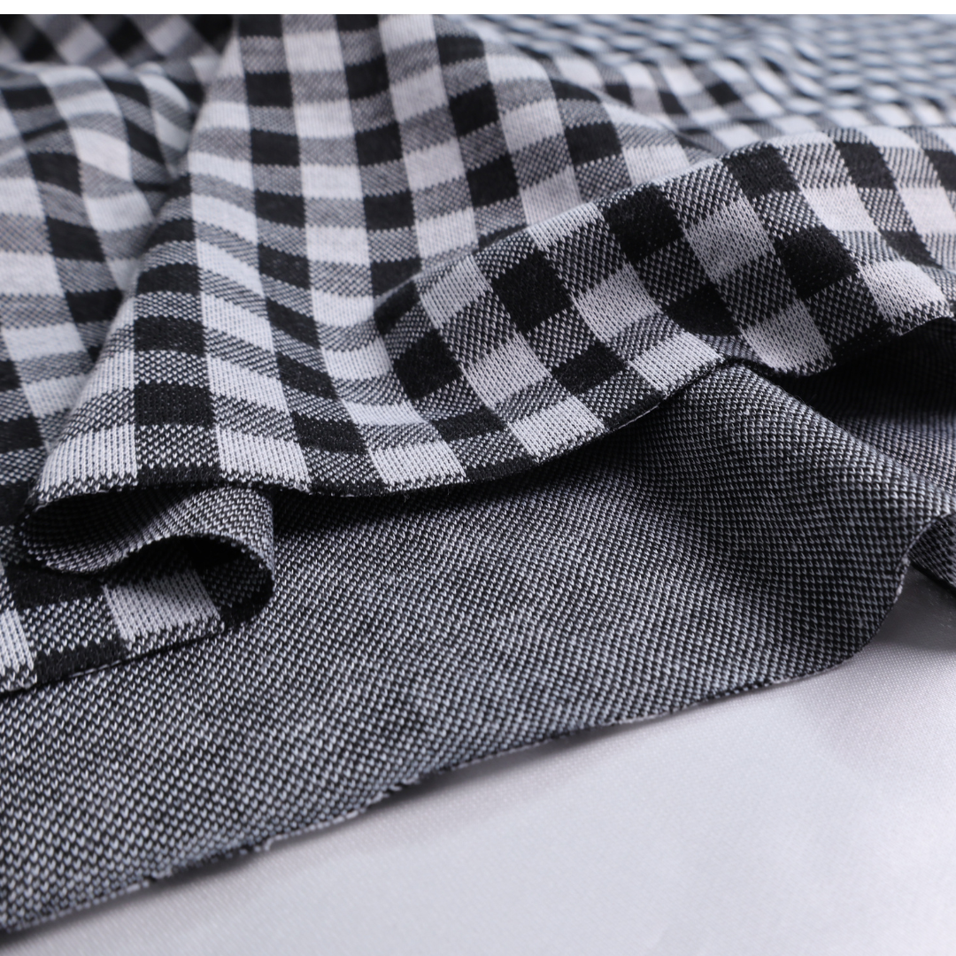 Black & White Check Double Knit Fabric