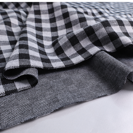 Black & White Check Double Knit Fabric