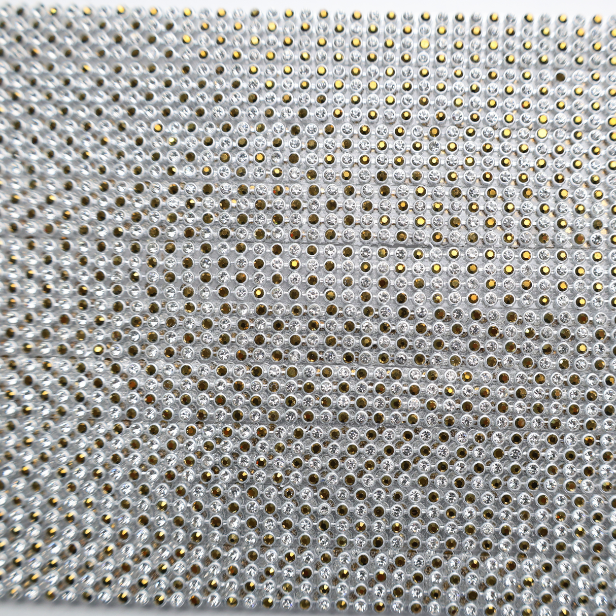 Silver & Gold Double Row Rhinestone Trim - 1/2 Inch/10YDS (#SIL26)