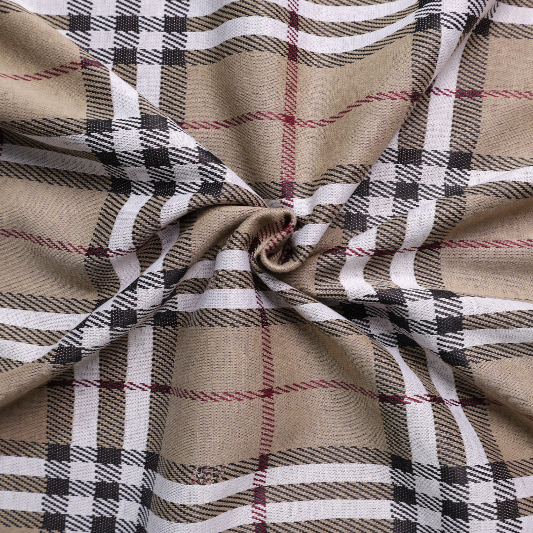 Classic Check Double Knit – Beige/Black - By the Yard