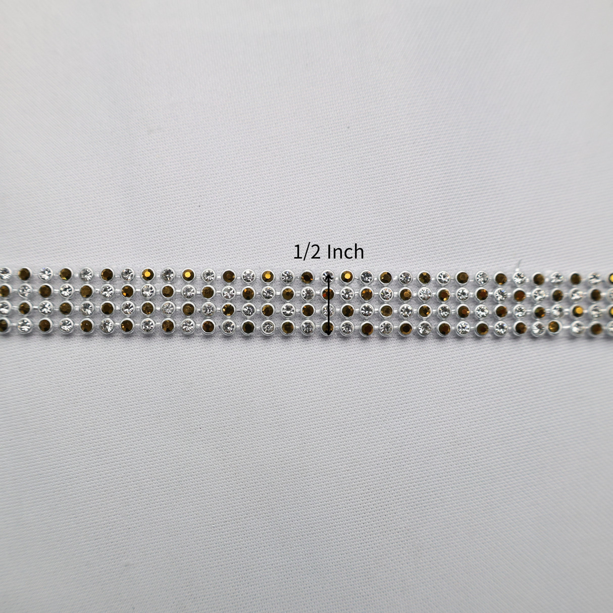 Silver & Gold Double Row Rhinestone Trim - 1/2 Inch/10YDS (#SIL26)