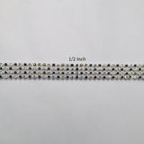 Silver & Gold Double Row Rhinestone Trim - 1/2 Inch/10YDS (#SIL26)