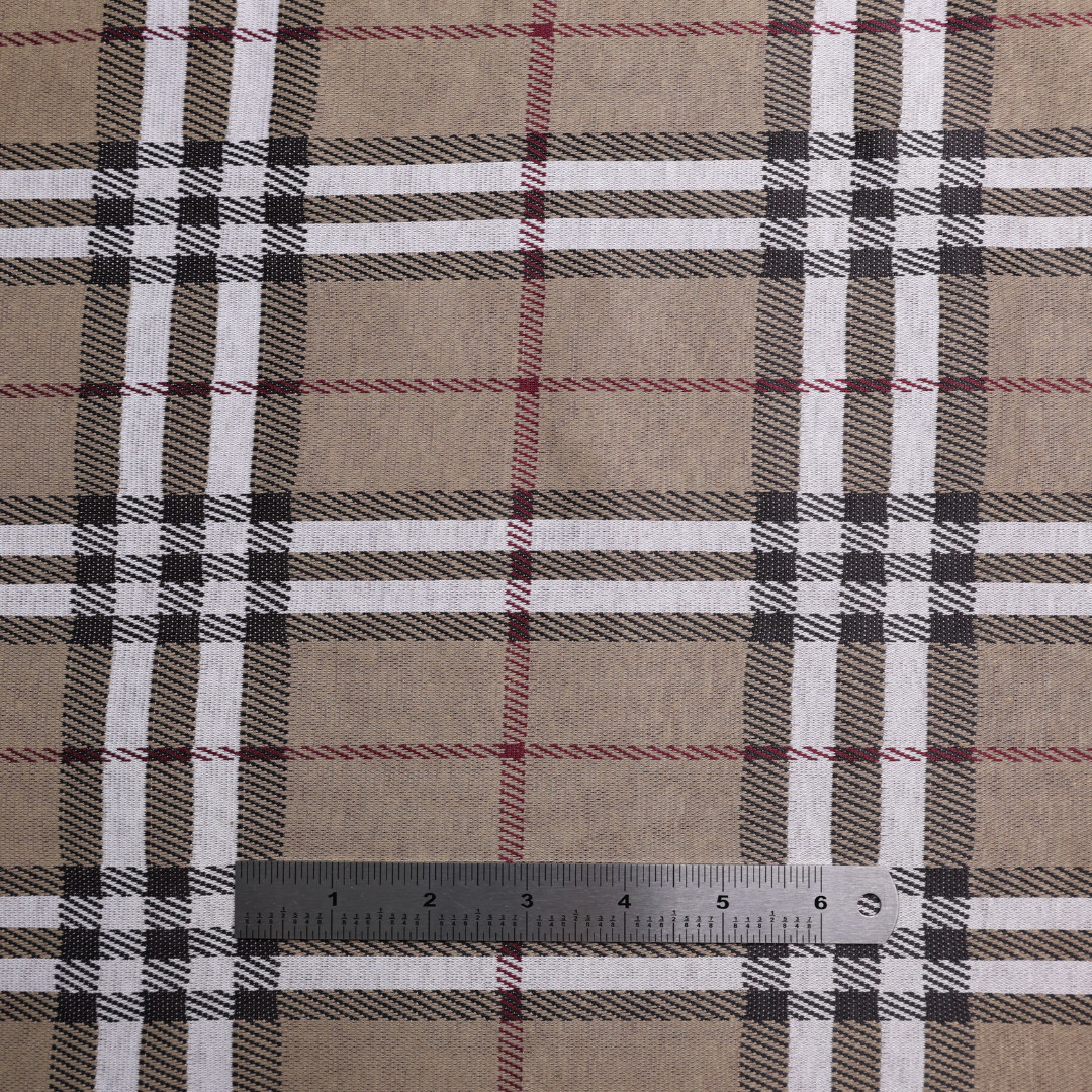 Beige Check Textile Classic Check Double Knit – Beige/Black(#DKF02) - By the Yard – Fine ...