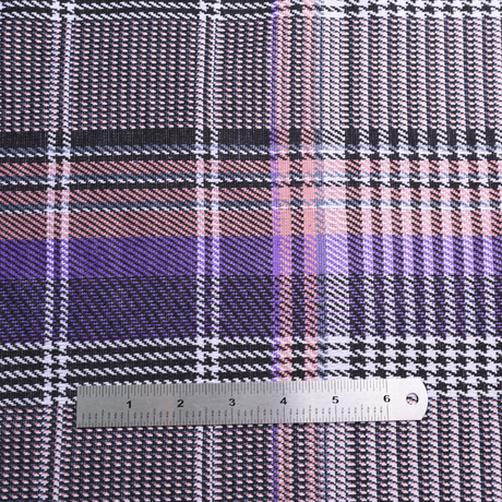 Pink/Purple Check Double Knit Fabric - By the Yard