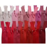 All Purpose, Plastic Invisible Zippers -18", Pink & Red Shade