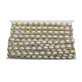 Oval Pearl & Rhinestone Trim - 0.5 Inch/10YDS (#CRY22)