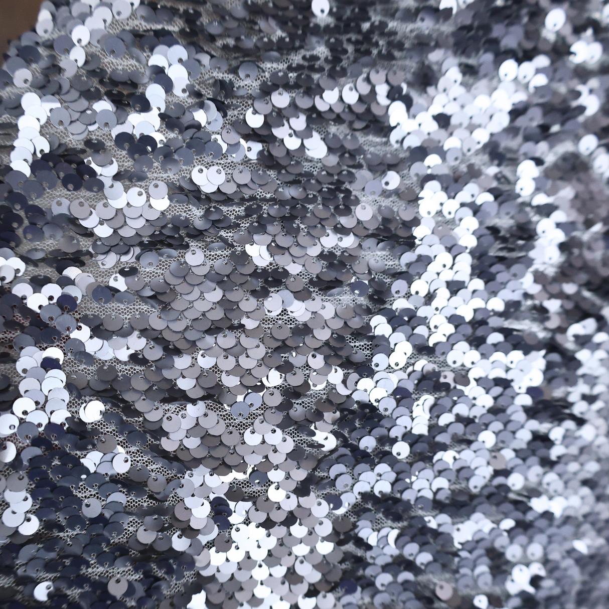 Allover Silver Sequin Lace Fabric(#SPI04)By Yard