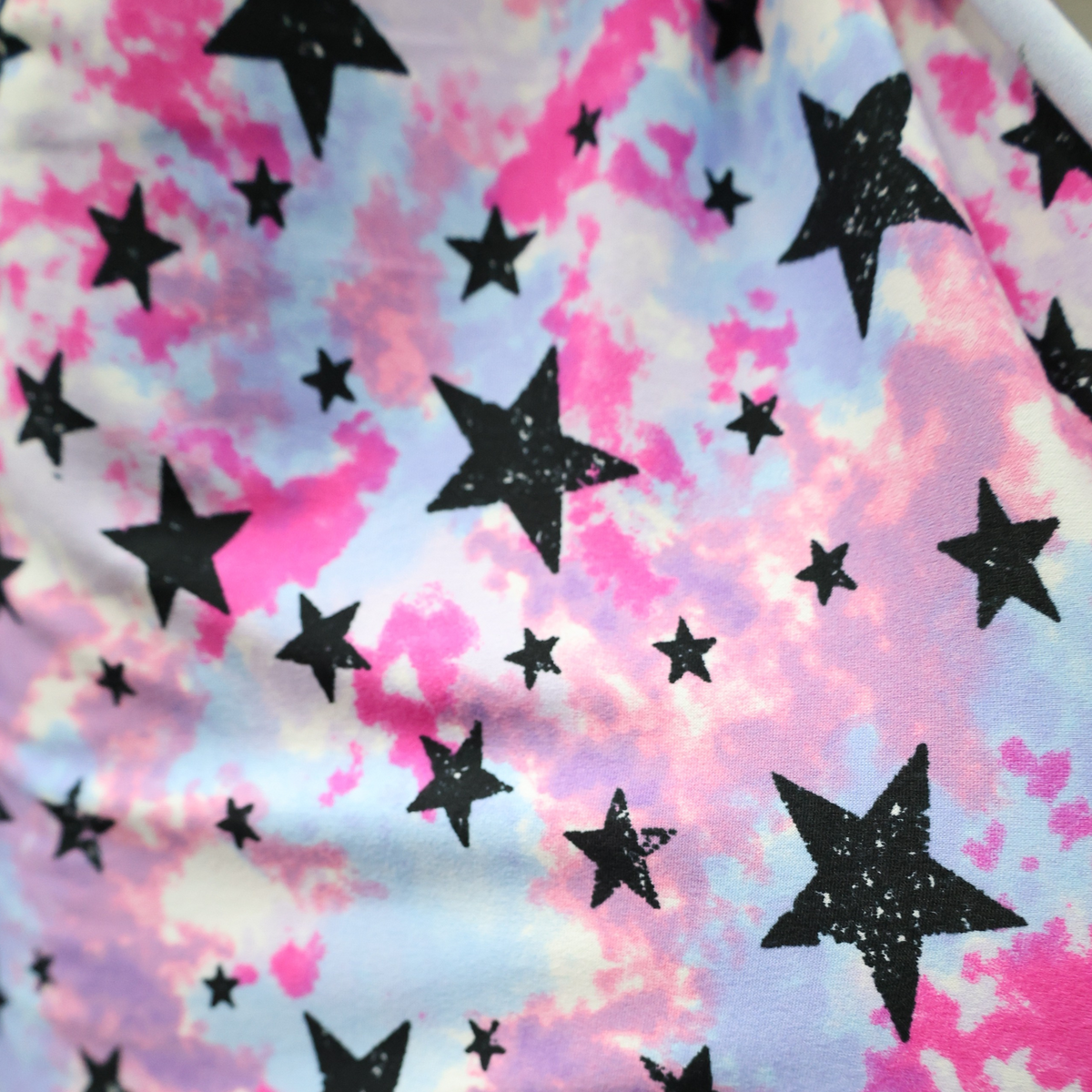 Double Brushed Jersey Knit Fabric/Black Star Pattern(#IT621) - By The Yard