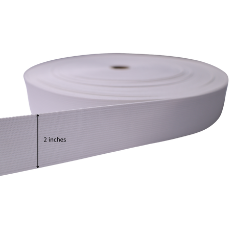 Vinyl Elastic Band: White,  50 Yards, 4 Sizes(1.0"/1.5"/2.0"/3.0")