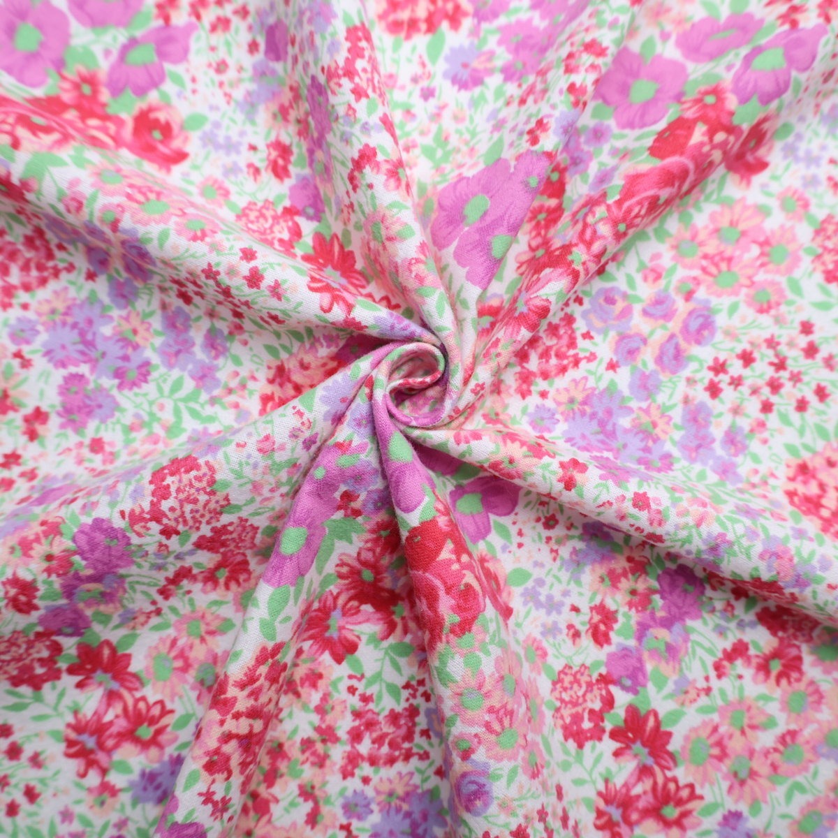 100% Cotton Flannel Fabric / Floral Printed - By the Yard