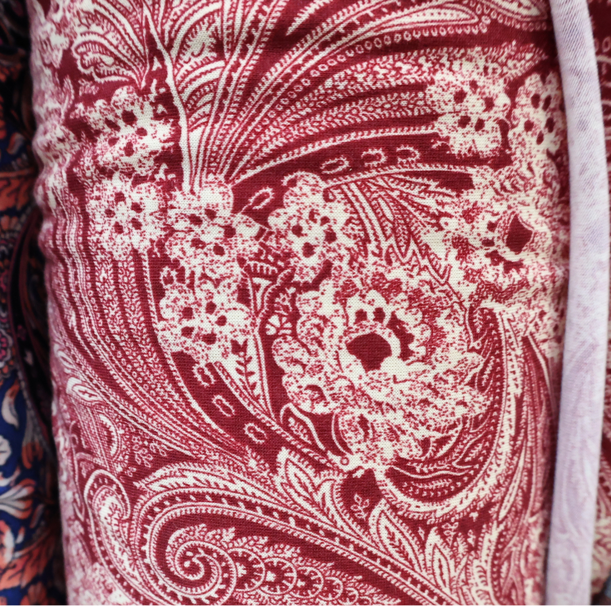 French Terry Knit Fabric/Red Paisley Print(#IT625) - By the Yard