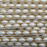 Oval Pearl & Rhinestone Trim - 0.5 Inch/10YDS (#CRY22)