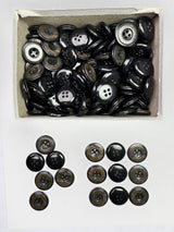 Button, Plastic Resin, RENO Italy, 36L(7/8"), 1 Gross Box, for Sewing & Craft, Art & Deco