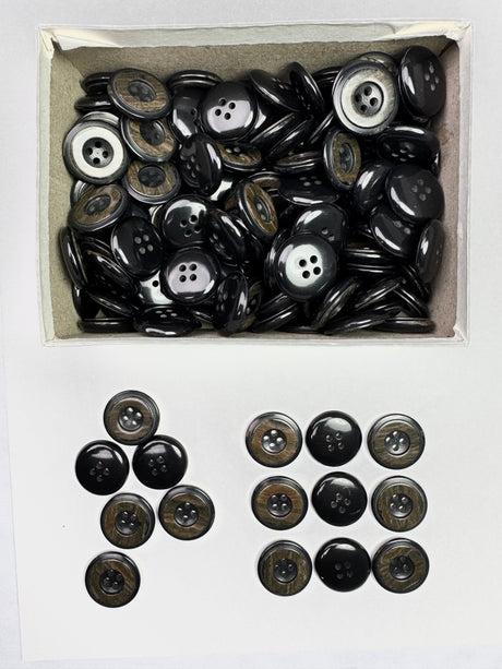 Button, Plastic Resin, RENO Italy, 36L(7/8"), 1 Gross Box, for Sewing & Craft, Art & Deco