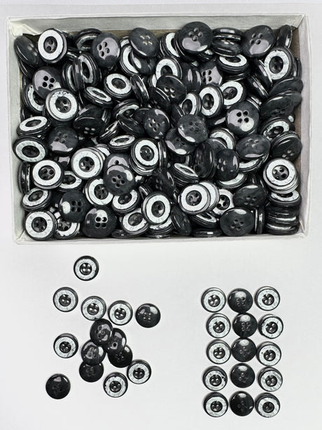 Button, Plastic Resin, RENO Italy, 24L(5/8"), 4 Gross Box, for Sewing & Craft, Art & Deco