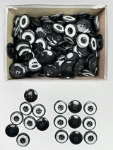 Button, Plastic Resin, RENO Italy, 36L(7/8"), 1 Gross Box, for Sewing & Craft, Art & Deco