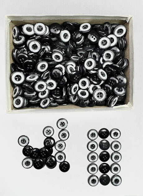 Button, Plastic Resin, RENO Italy, 24L(5/8"), 4 Gross Box, for Sewing & Craft, Art & Deco