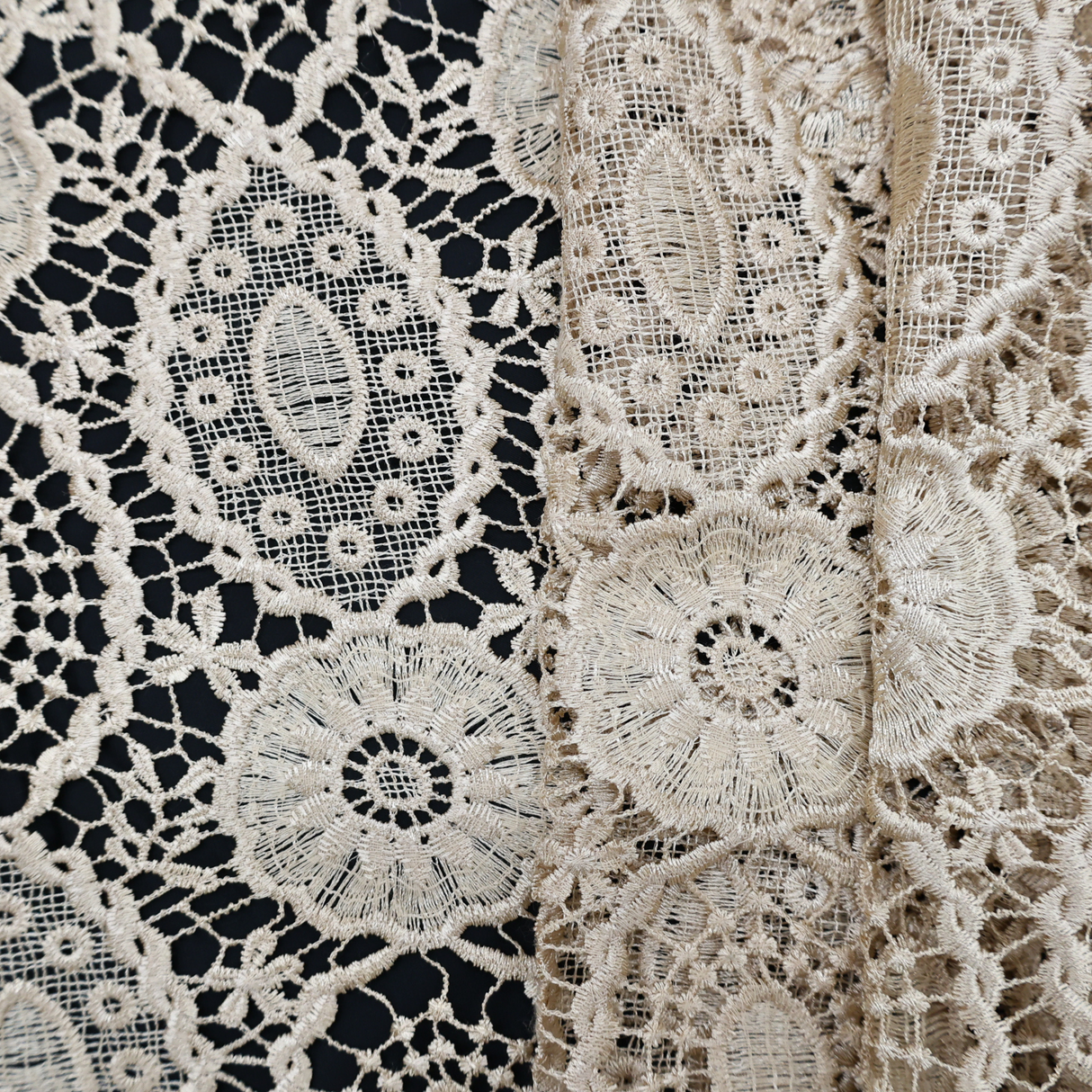 Embroidered Lace Fabric –  Light Gold(#ELA04)/By Yard