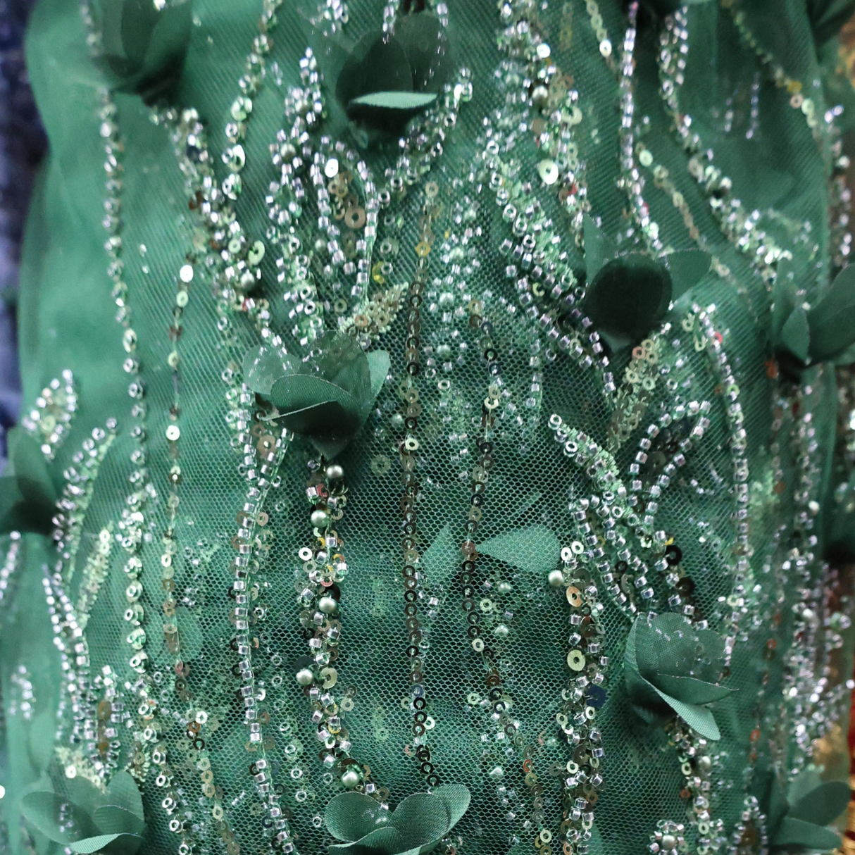 Luxury 3D Floral Embroidered Tulle with Sequins & Beads Design(9 Colors) By the Yard