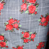 Double Brushed Jersey Knit Fabric/Plaid and rose pattern(#IT613) - By The Yard