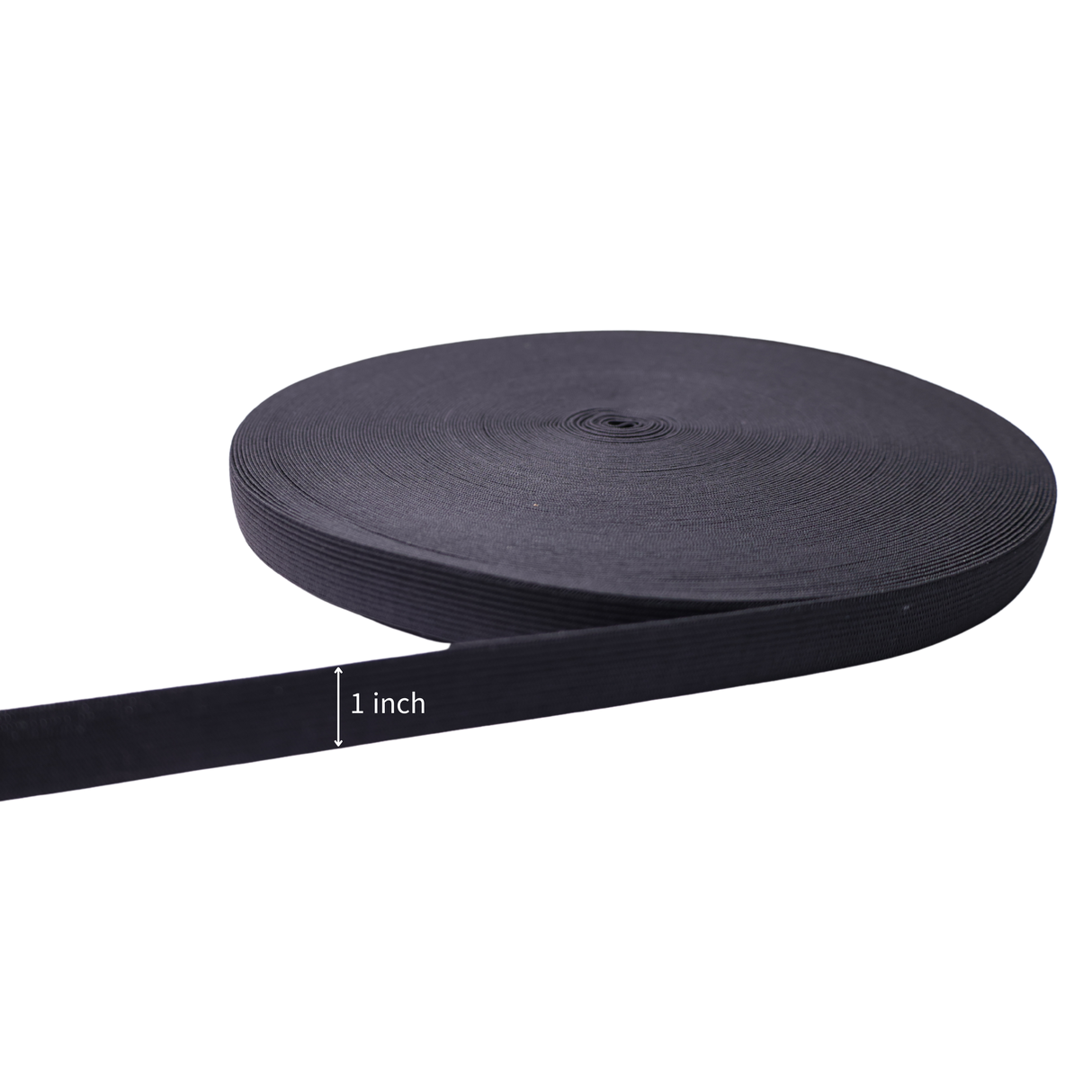 Vinyl Elastic Band: Black,  50 Yards, 5 Sizes(0.75"/1.0"/1.5"/2.0"/3.0")