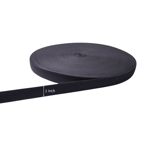 Vinyl Elastic Band: Black,  50 Yards, 5 Sizes(0.75"/1.0"/1.5"/2.0"/3.0")