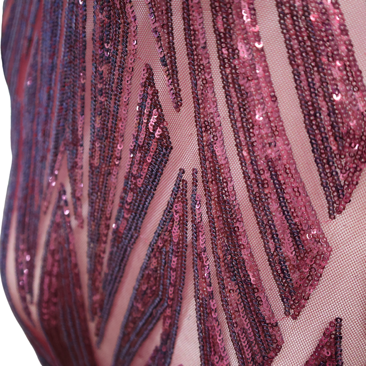 Burgundy Geometric Sequin Mesh Fabric(#SPI11) By the Yard