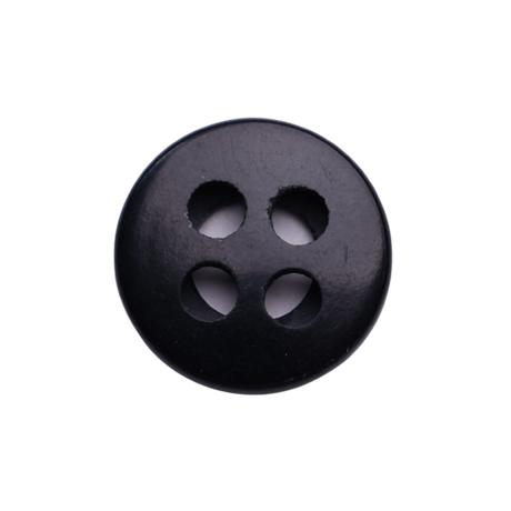 AUBURN Button: Black, 4-Hole, 2 Sizes, by Dozen(12 pcs)/Gross(144 pcs)