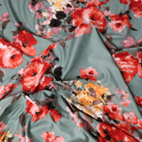 Mint Red Floral Double Brushed Poly Spandex Jersey Knit Fabric – By the Yard