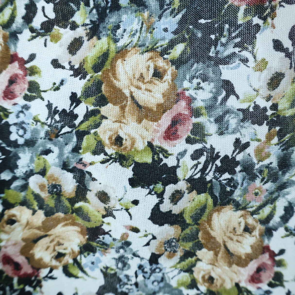 French Terry Knit Fabric/Rose Pattern - By the Yard