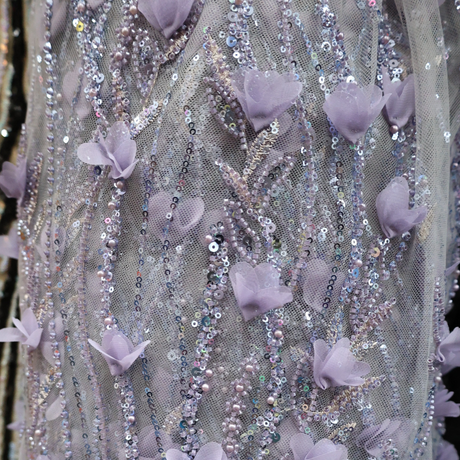 Luxury 3D Floral Embroidered Tulle with Sequins & Beads Design(9 Colors) By the Yard