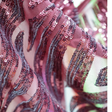 Burgundy Geometric Sequin Mesh Fabric(#SPI11) By the Yard