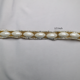 Oval Pearl & Rhinestone Trim - 0.5 Inch/10YDS (#CRY22)