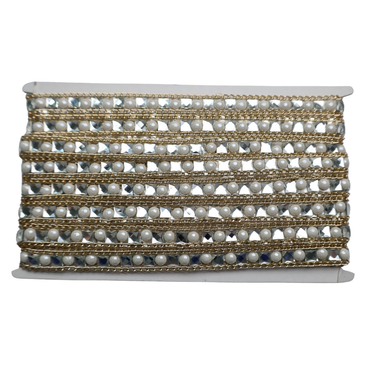 Pearl & Rhinestone Chain Trim - 0.5 Inch/10YDS (#CRY05)