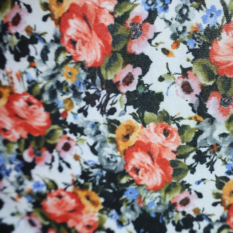 French Terry Knit Fabric/Rose Pattern - By the Yard