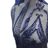 Royal Blue Baroque Stretch Sequin Mesh Fabric - By the Yard