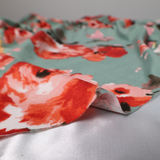 Mint Red Floral Double Brushed Poly Spandex Jersey Knit Fabric – By the Yard