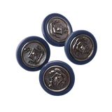 4PC Navy Blue & Silver Crest Shank Button – 1" (2.54 cm)
