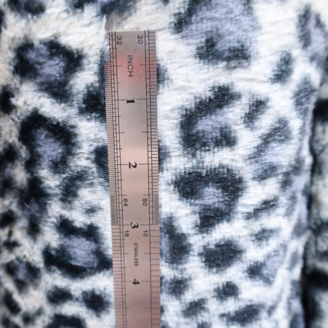 Gray Leopard Print Faux Fur Fabric – Short Pile (#FF12) By the Yard