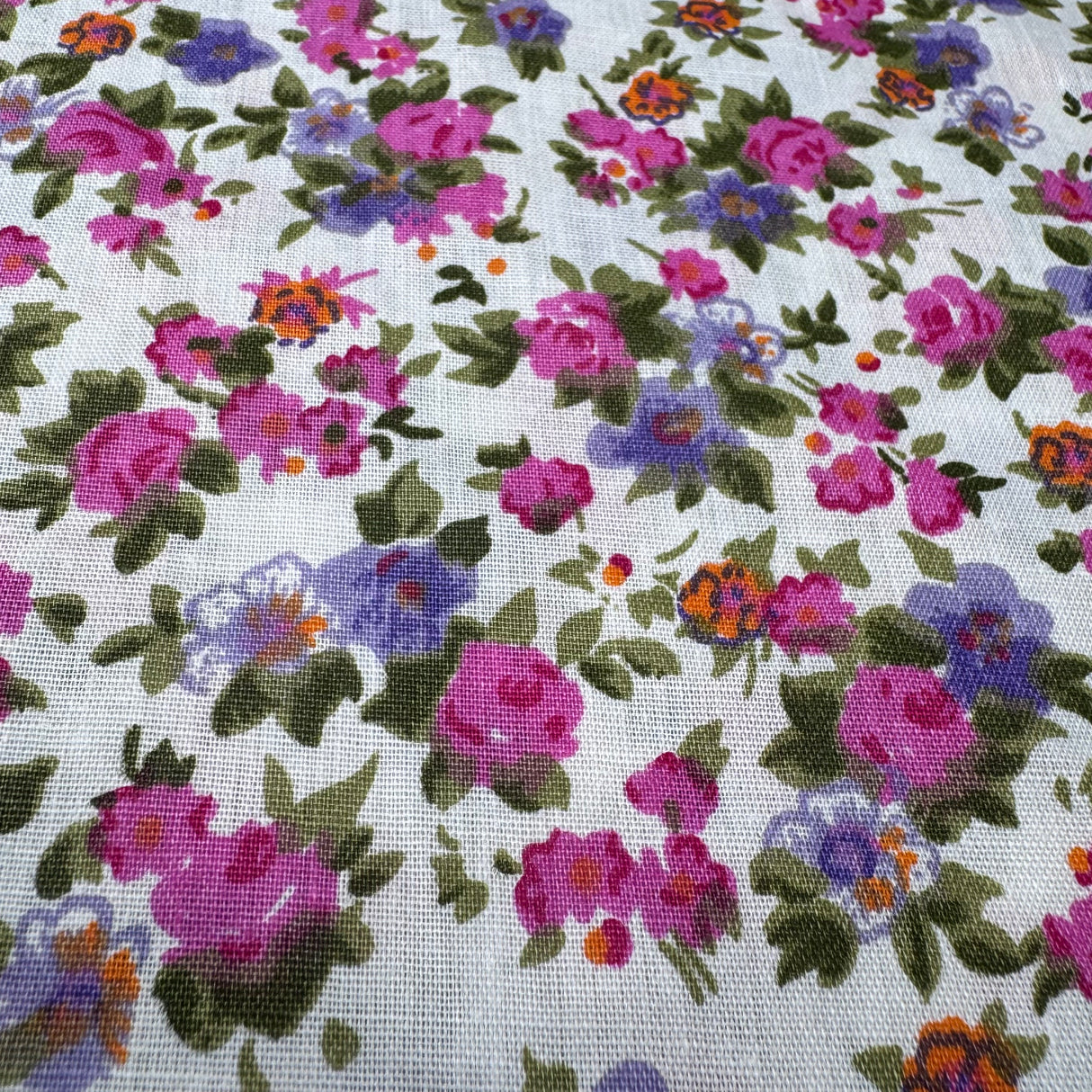 Cotton-Blend Fabric, Rose & Wildflower Scattered Pattern(5 Styles) - By the Yard