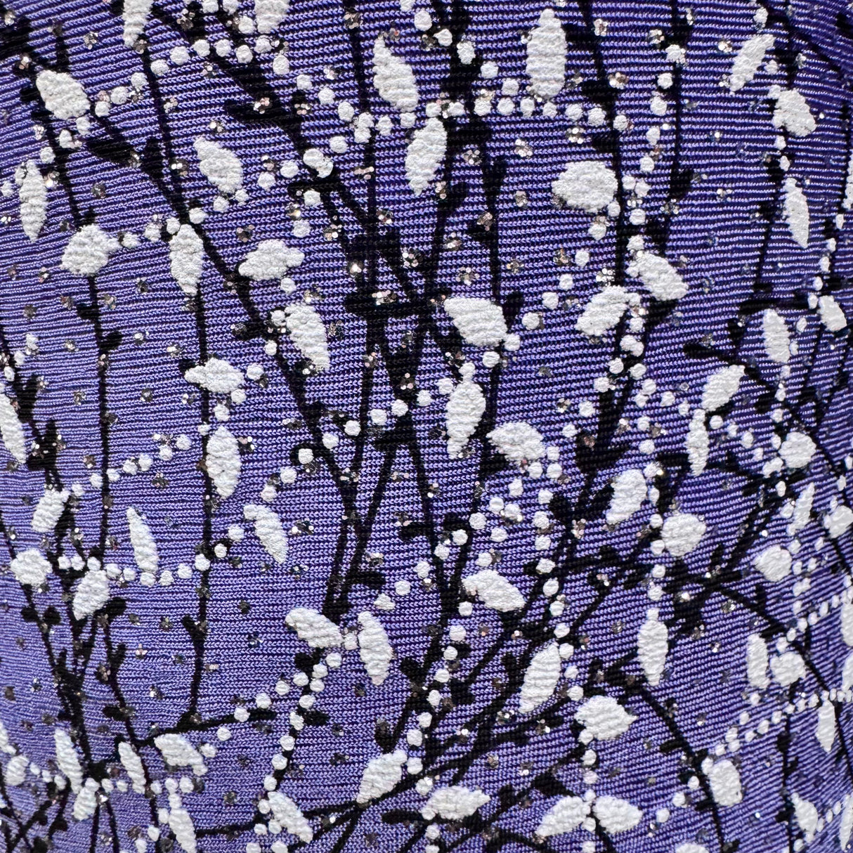 Polyester-Blend Fabric, Abstract Branch Pattern with Raised White Dot(2 Colors) - By the Yard